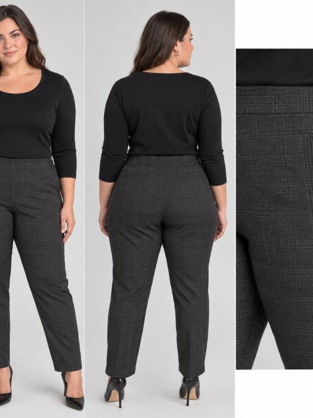 Dalia size 14 grey/Black plaid pull on skinny leg pants
